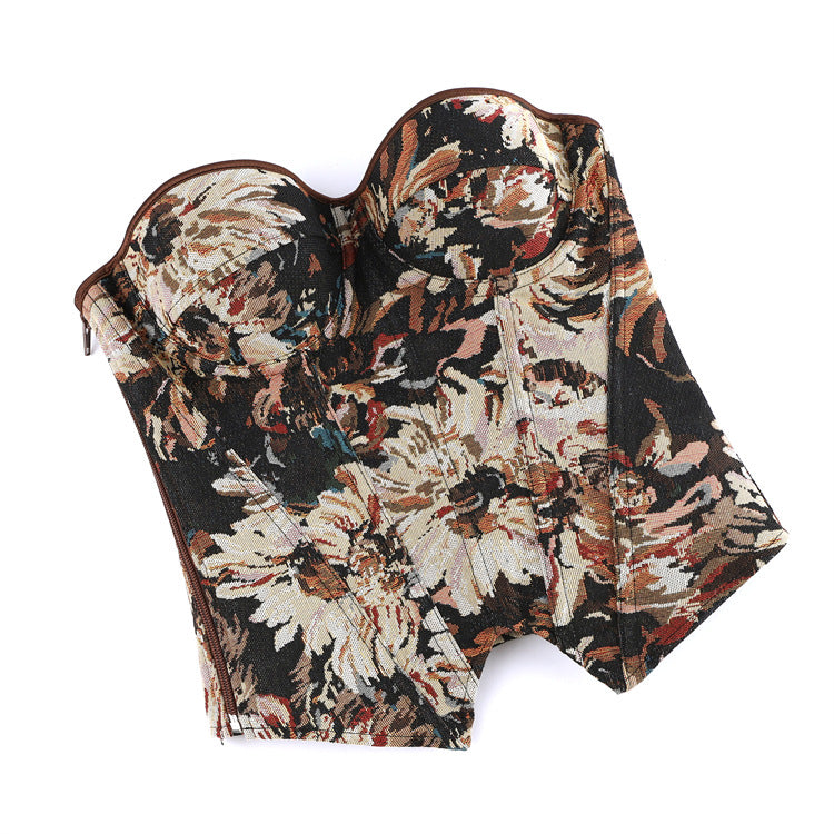 Black Floral Tapestry Corset Top, alternate view 5
