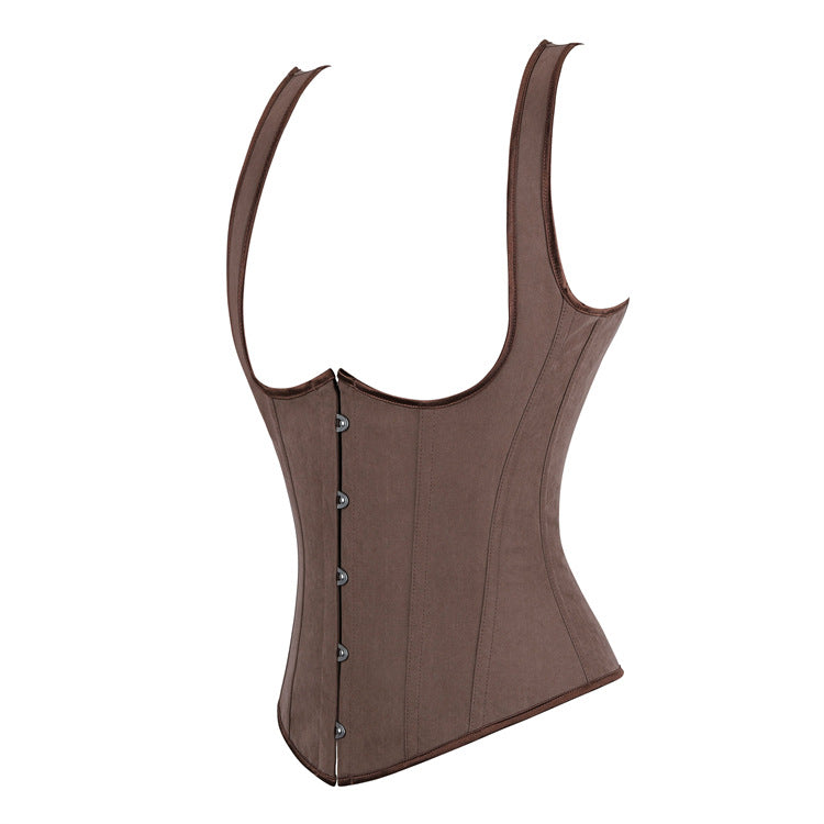 Brown Front-Closure Corset Top, alternate view 2