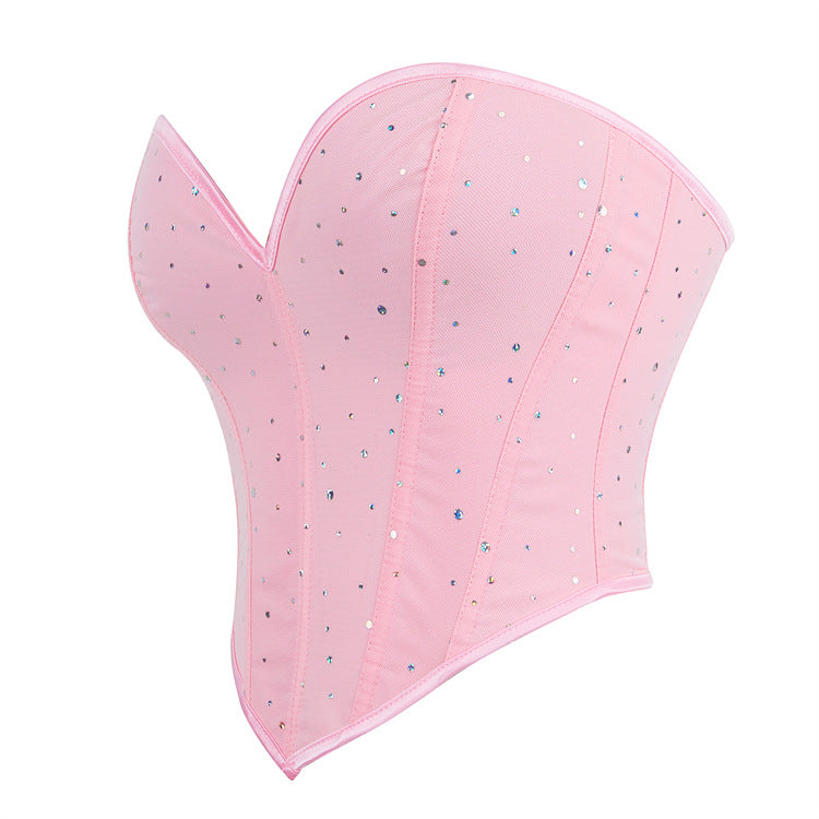 Pink Rhinestone Strapless Corset Top, alternate view 2