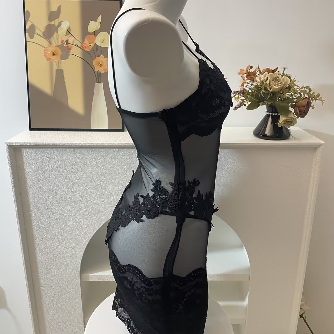 Black Sheer Chemise Nightdress, alternate view 3