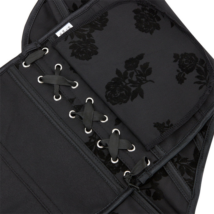 Black Rose Print Strapless Corset Top, alternate view 4