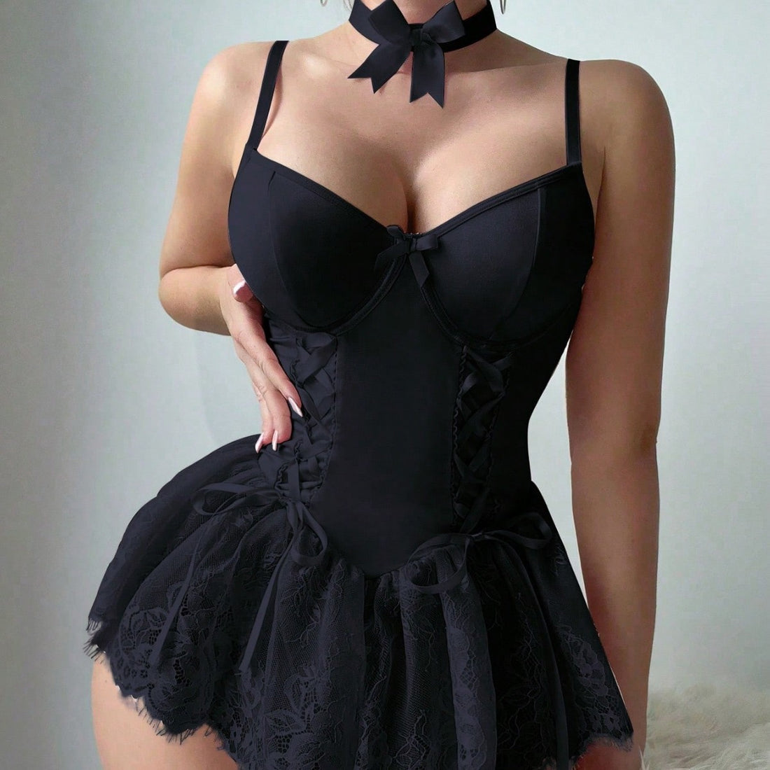 Black Tulle Skirt Lingerie Set, alternate view 2