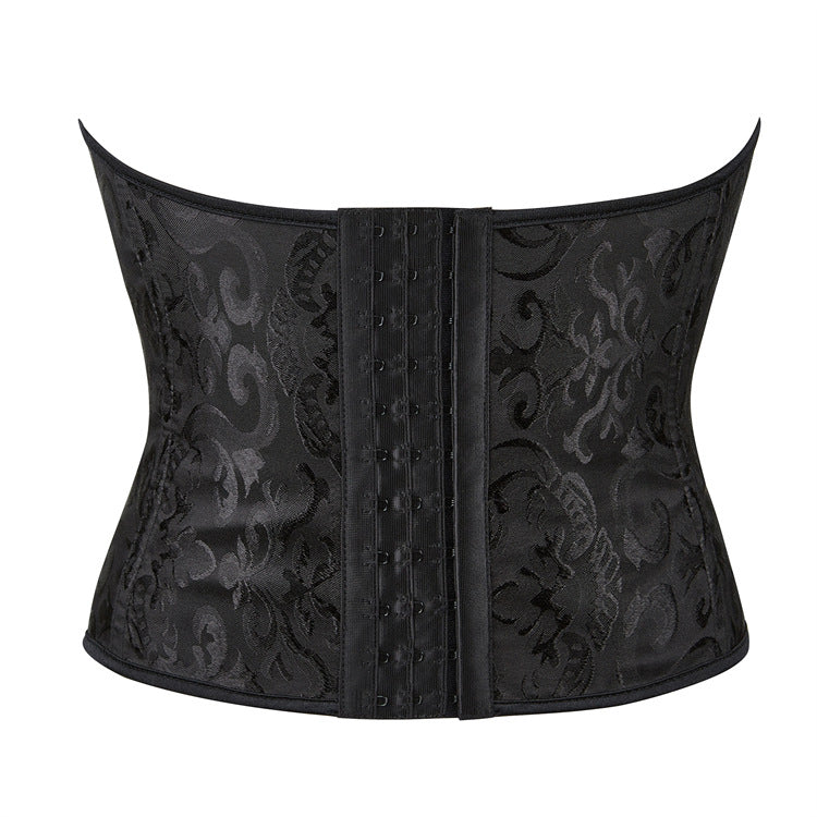 Black Jacquard Lace-Up Strapless Corset Top, alternate view 3