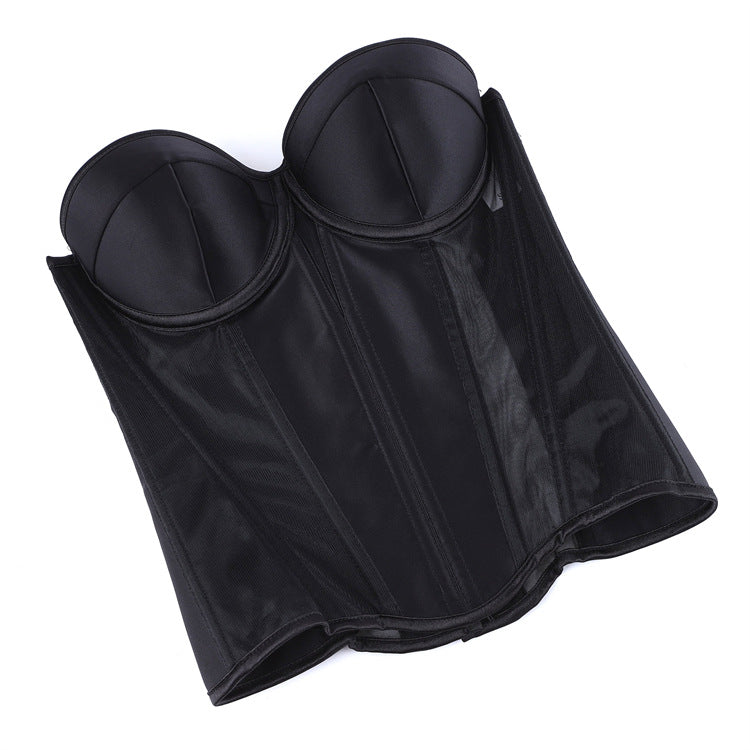 Black Sheer Panel Bustier Corset Top, alternate view 5