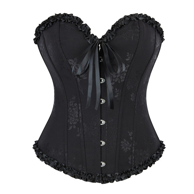 Black Lace-Up Strapless Corset Top