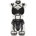 Strappy Lace Four-Piece Lingerie Set - Secret Hour lingerie