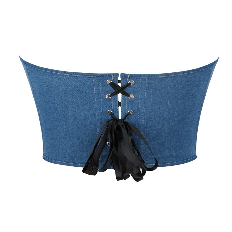 Blue Rose Applique Corset Top, alternate view 3
