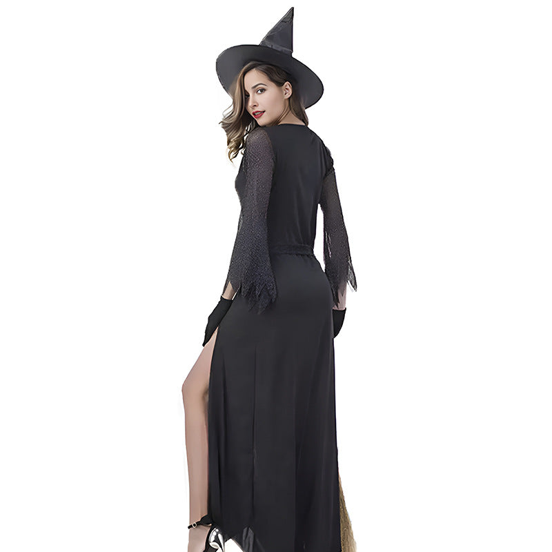 Black Uniform-Inspired Costume Lingerie Set With Mini Dress and Hat and Gloves - Detail View