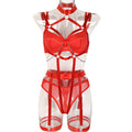 Strappy Lace Four-Piece Lingerie Set - Secret Hour lingerie