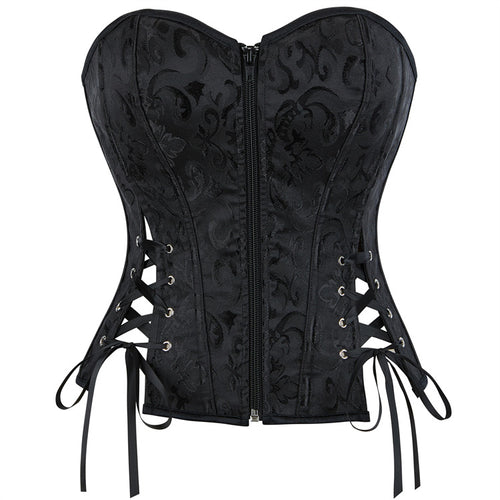 Black Lace-Up Side Corset Top