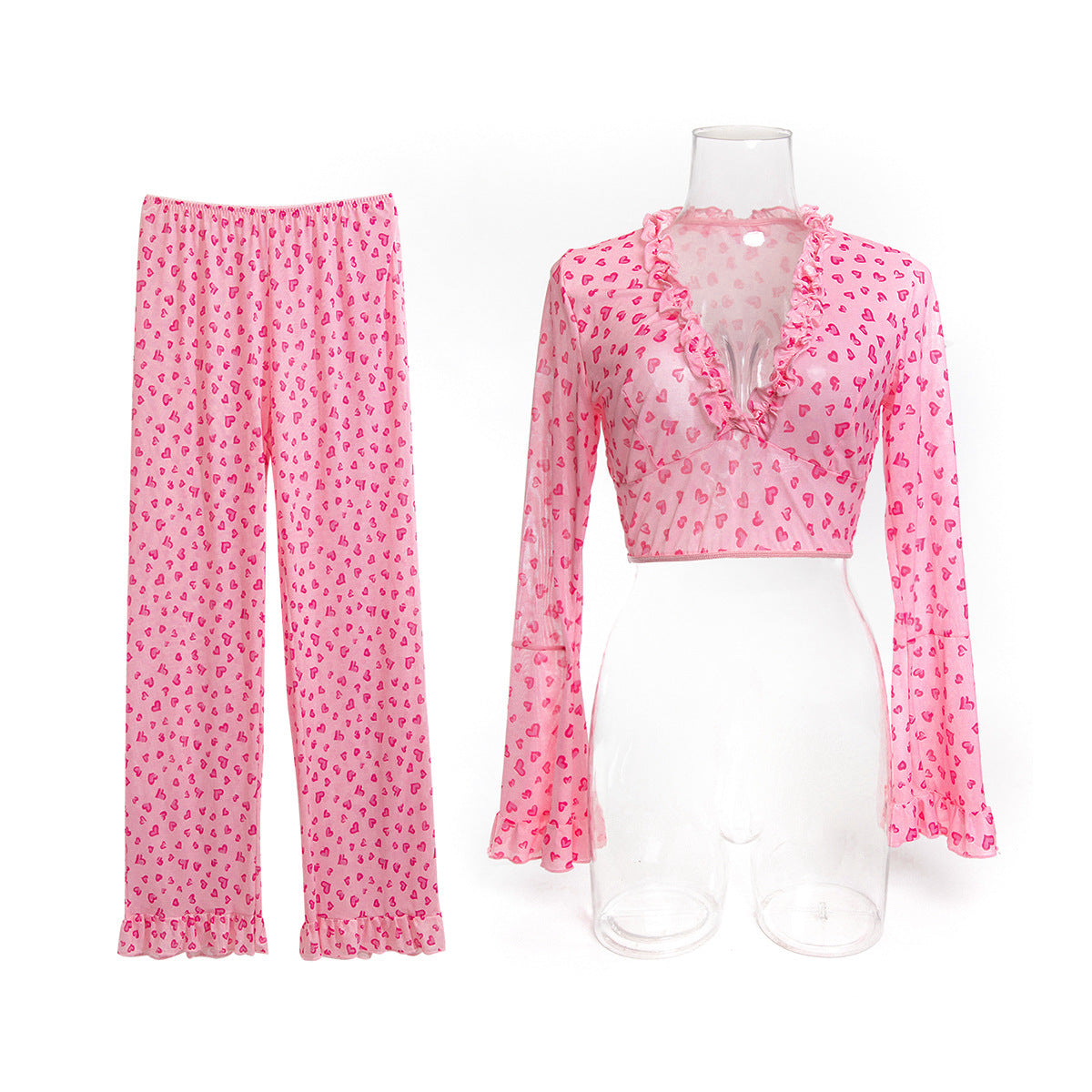 Pink Lace Two-Piece Lingerie Set - Alternate View