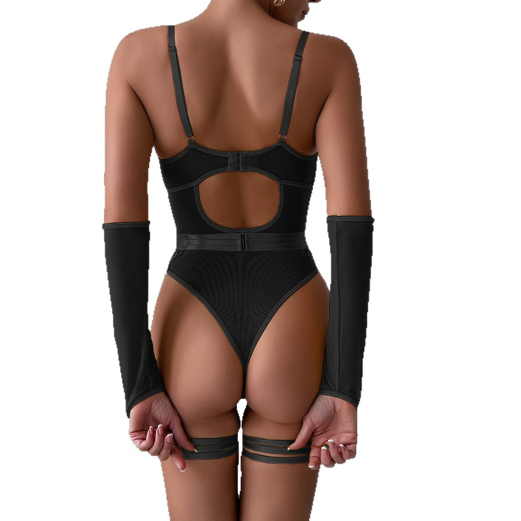 Mesh Strappy Teddy Bodysuit - Styled View