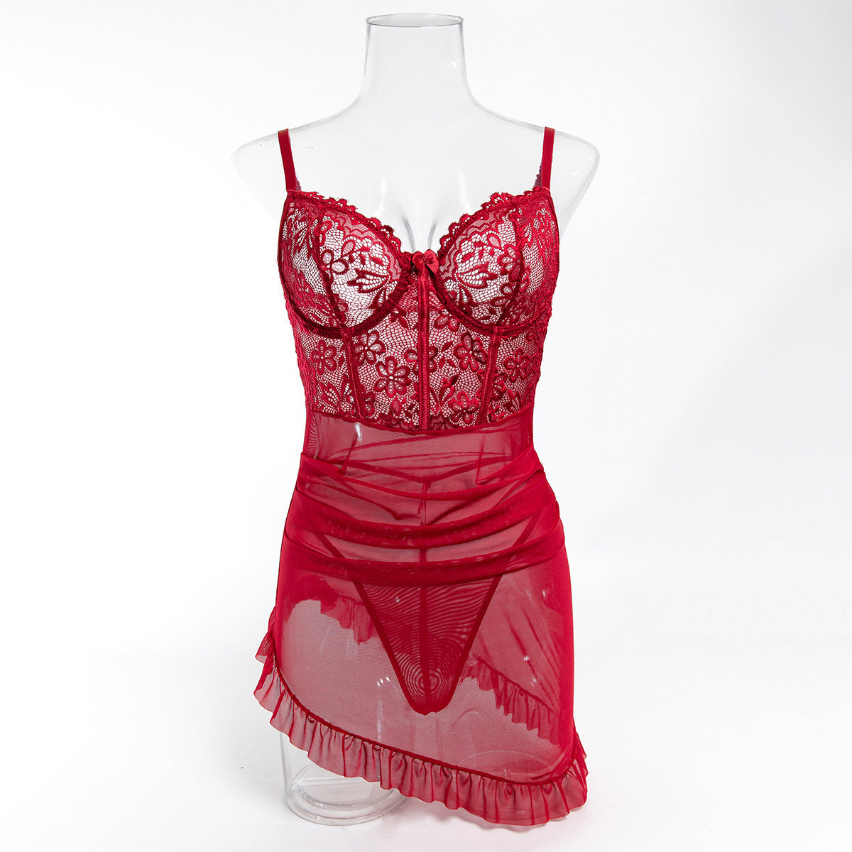 Lace Mesh Chemise Nightdress - Styled View