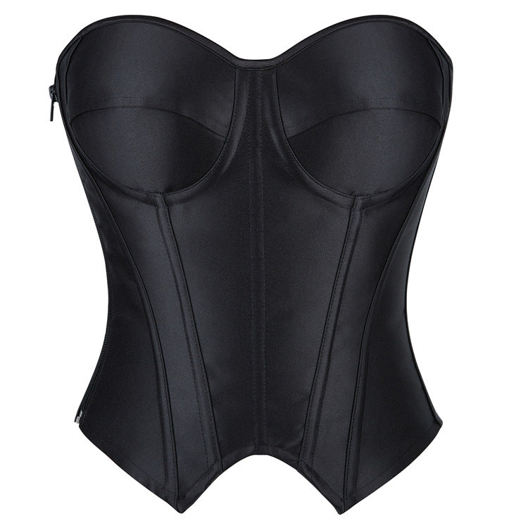 Black Pinstripe Strapless Corset Top, alternate view 5