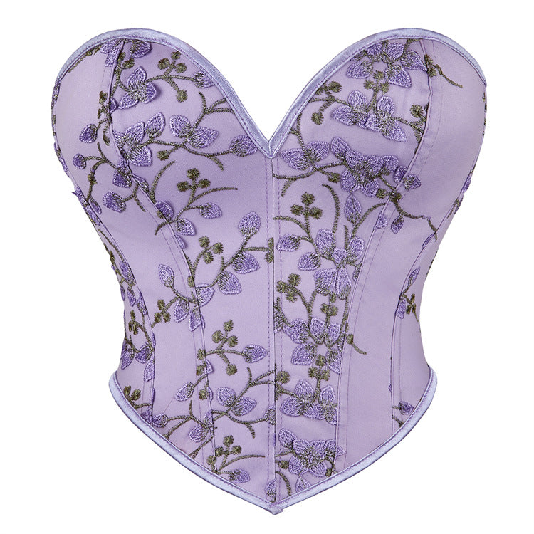 Lavender Floral Strapless Corset Top