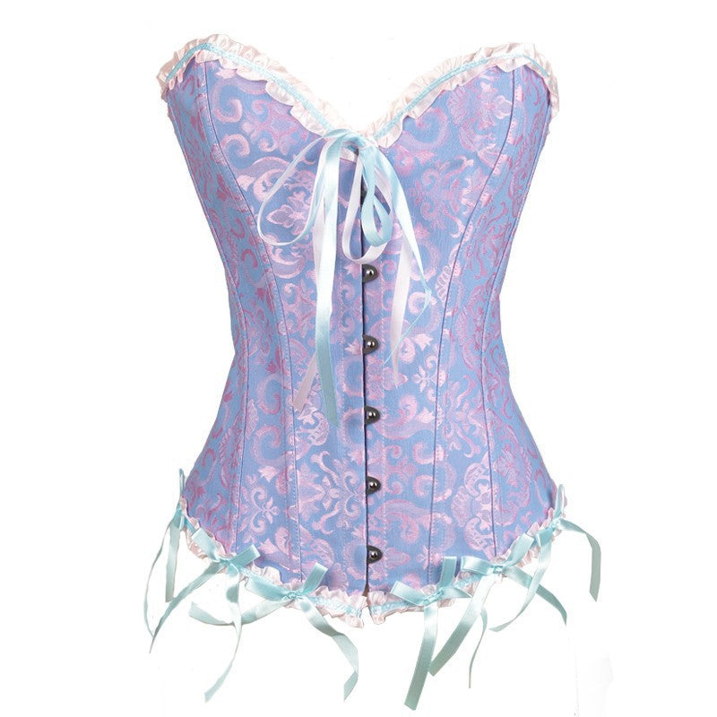 Black Ruffle Trim Front-Lace Corset Top, alternate view 8