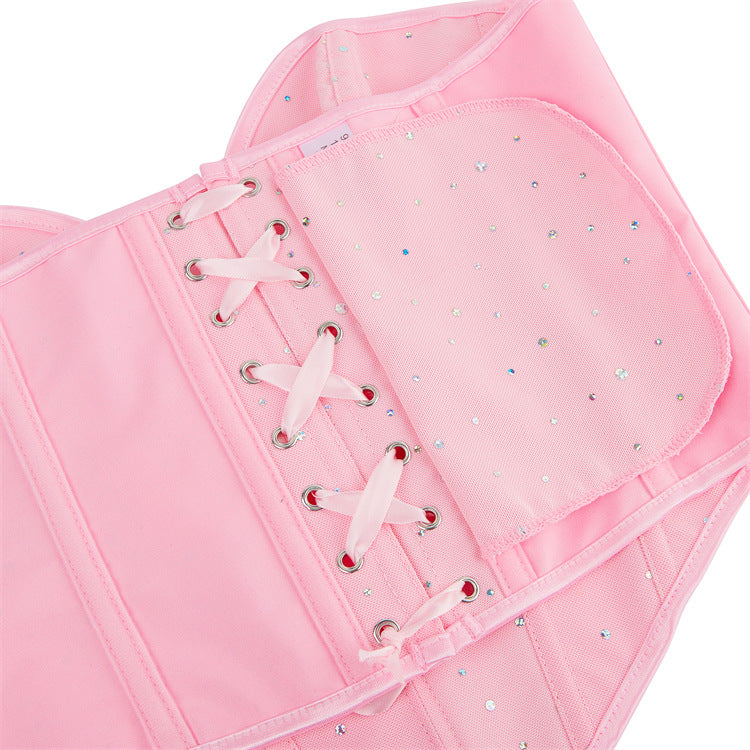 Pink Rhinestone Strapless Corset Top, alternate view 4