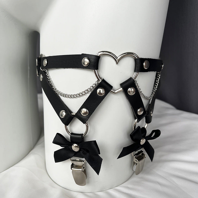 European and American cross-border leather fun leg ring garter belt halloween demon girl leg ring jewelry Spice girl thigh collar