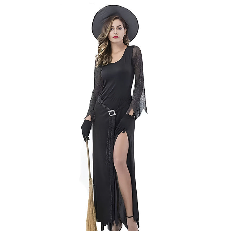 Black Uniform-Inspired Costume Lingerie Set With Mini Dress and Hat and Gloves - Alternate View