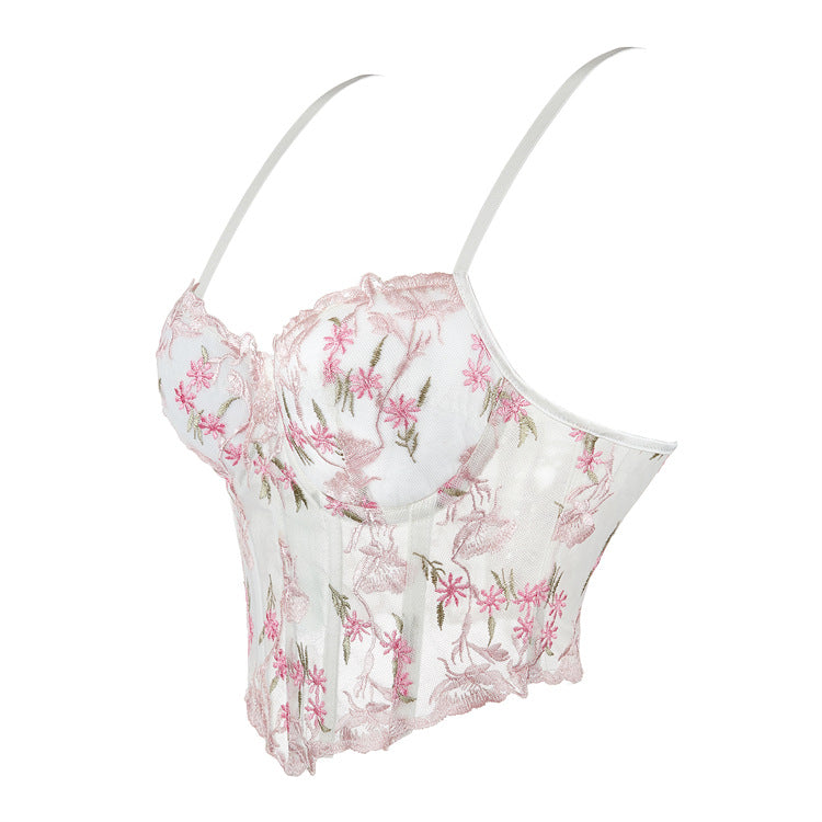 White Pink Floral Corset Top, alternate view 2