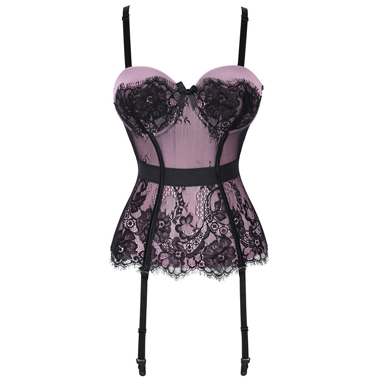 Pink Black Bustier Garter Top, alternate view 3
