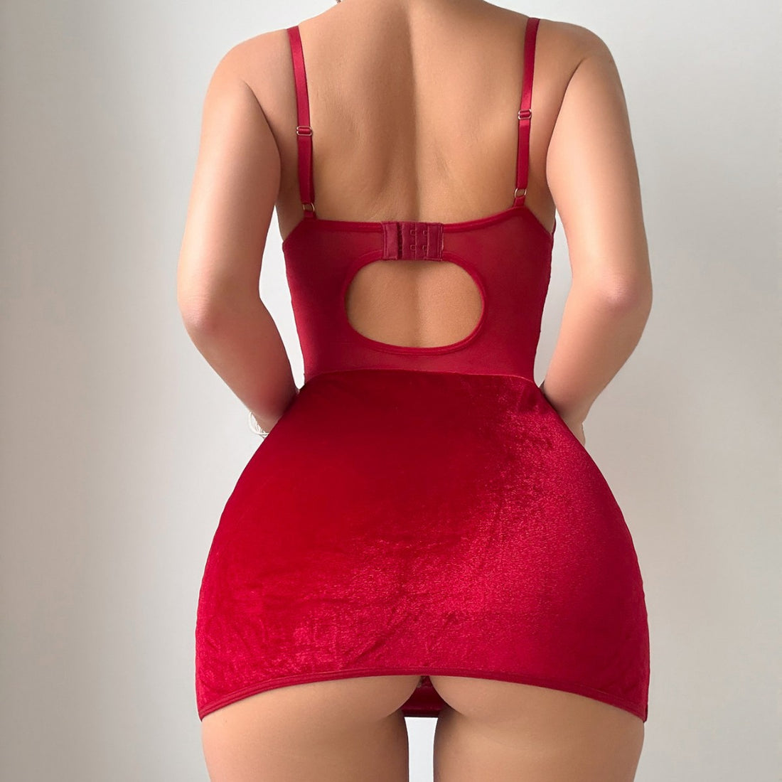Burgundy Velvet-Look Corset Top, alternate view 4