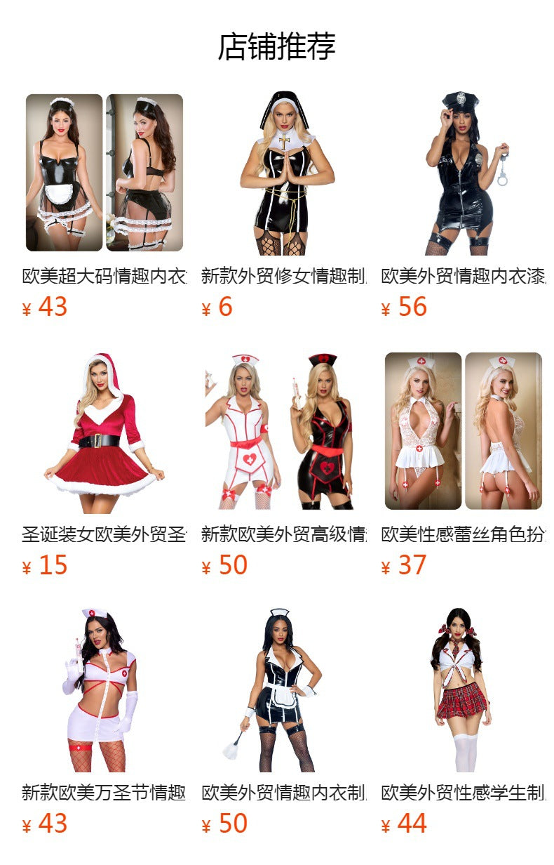 Nurse Costume Lingerie Set With Stethoscope and Headband - Alternate View