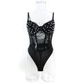 Pearl Detail Lace Teddy Bodysuit - Styled View