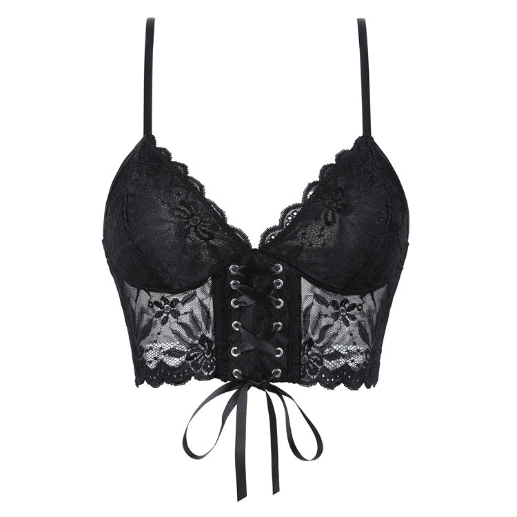 Black Lace-Up Bustier Top, alternate view 5