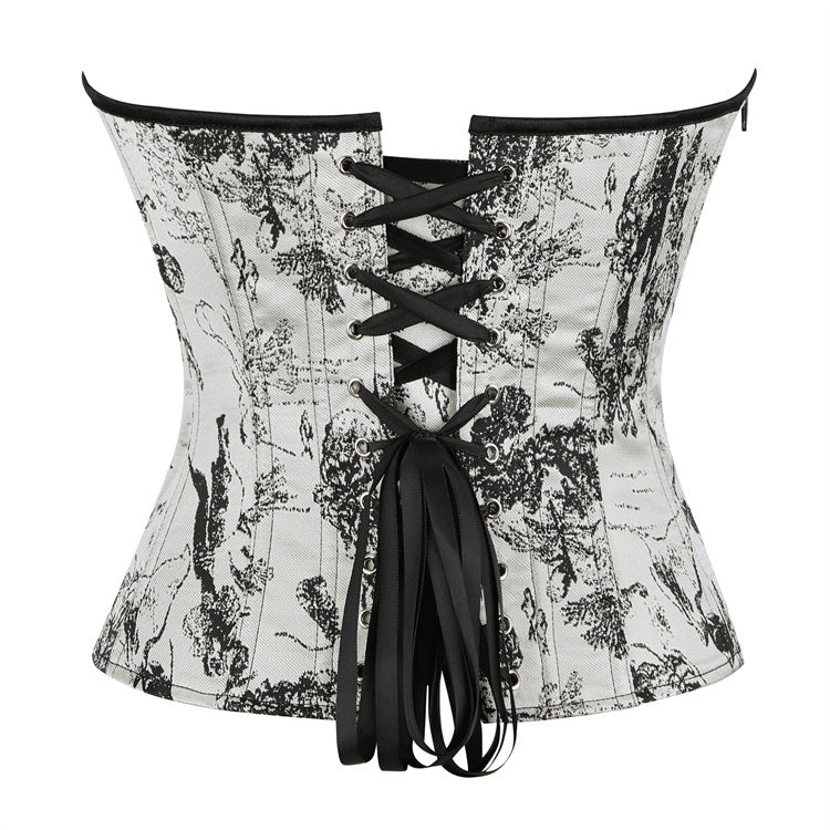 White Black Toile Print Corset Top, alternate view 4