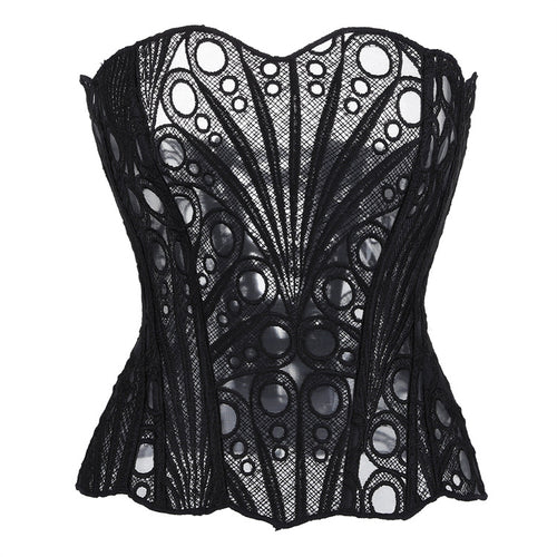 Black Sheer Eyelet Corset Top