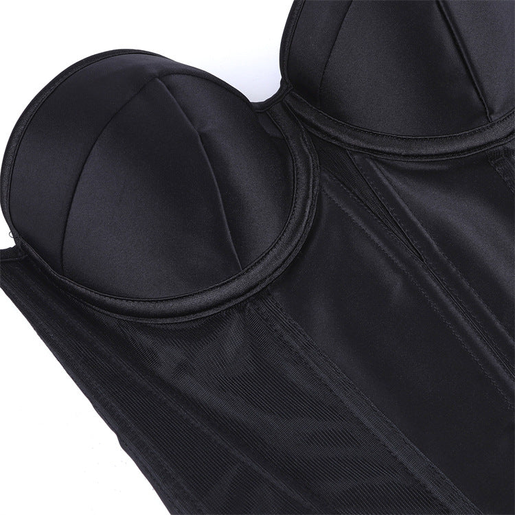 Black Sheer Panel Bustier Corset Top, alternate view 4