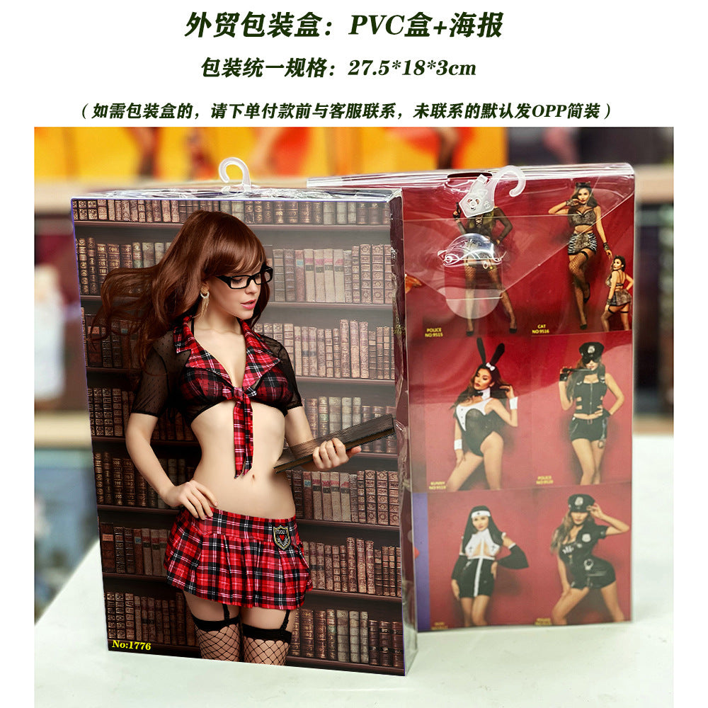 Uniform-Inspired Costume Lingerie Set With Mini Skirt and Bra and Top - Alternate View
