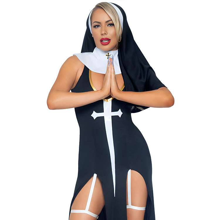 Uniform-Inspired Costume Lingerie Set With Mini Dress and Hat - Detail View