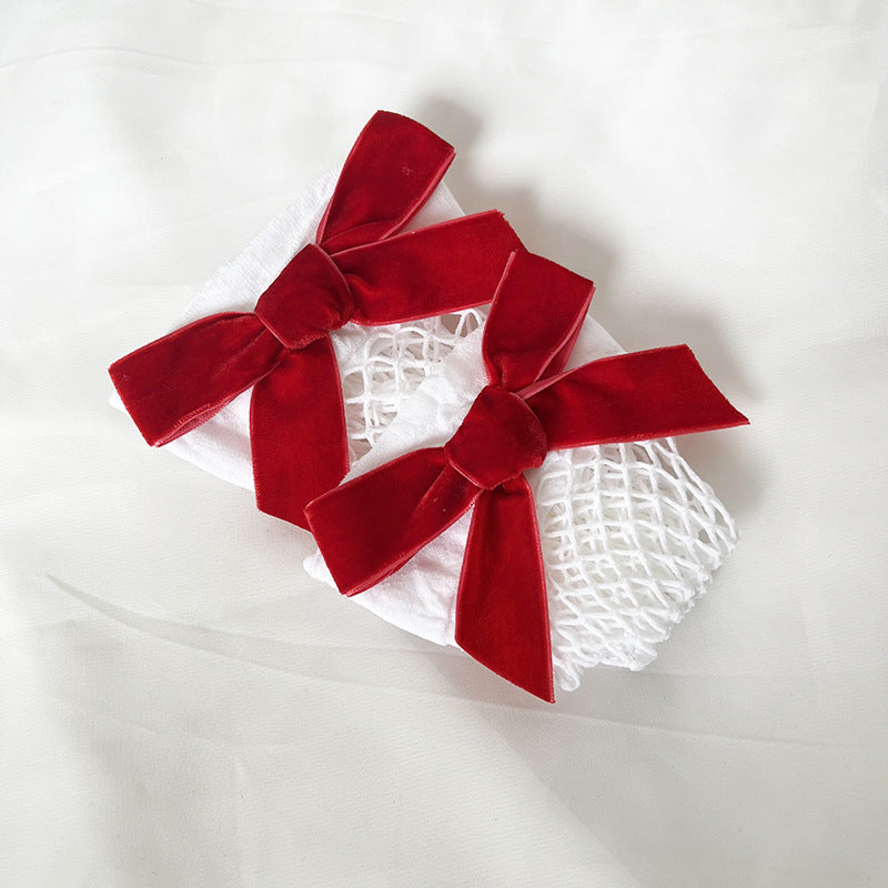Bow fleece strap catgirl bell bow tie chocker christmas red mesh socks women's sexy underwear accessories