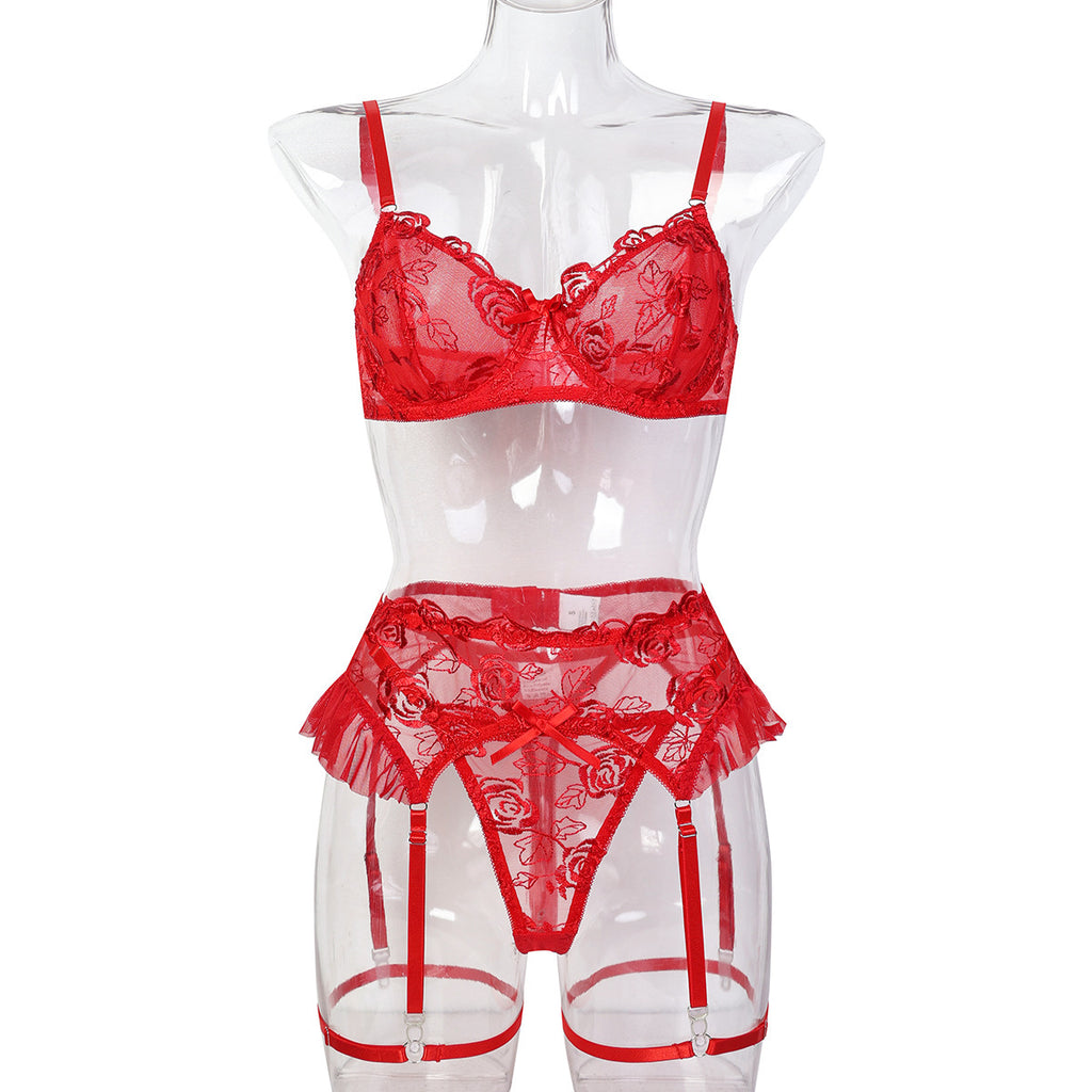 Floral Lace Garter Lingerie Set - Secret Hour lingerie