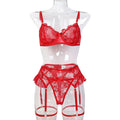Floral Lace Garter Lingerie Set - Secret Hour lingerie