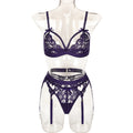 White Strappy Three-Piece Lingerie Set - Alternate View