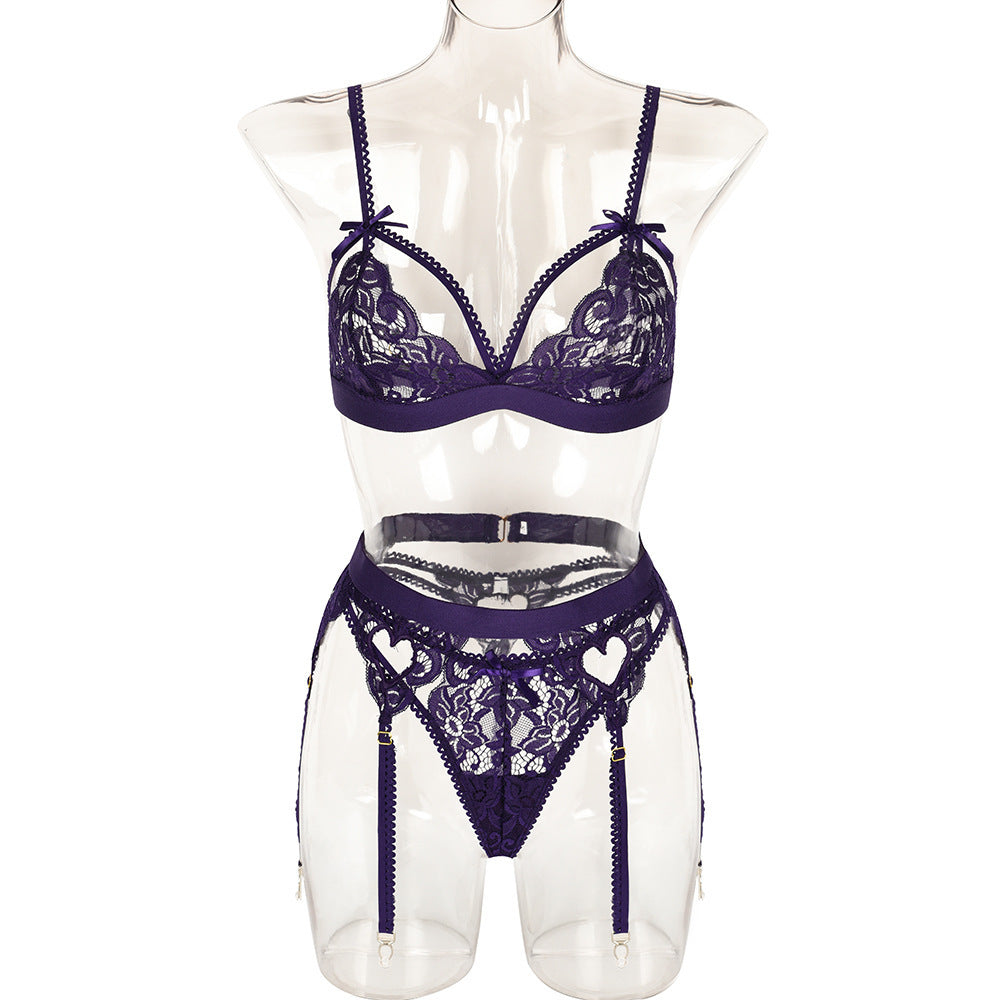 White Strappy Three-Piece Lingerie Set - Alternate View