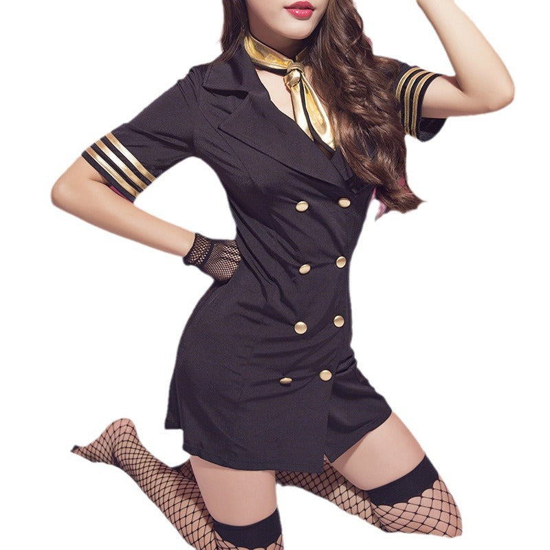 Flight Attendant Costume Lingerie Set - Styled View