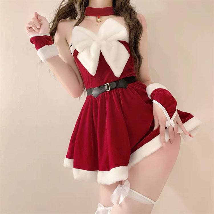 Black Uniform-Inspired Costume Lingerie Set With Hat - Alternate View