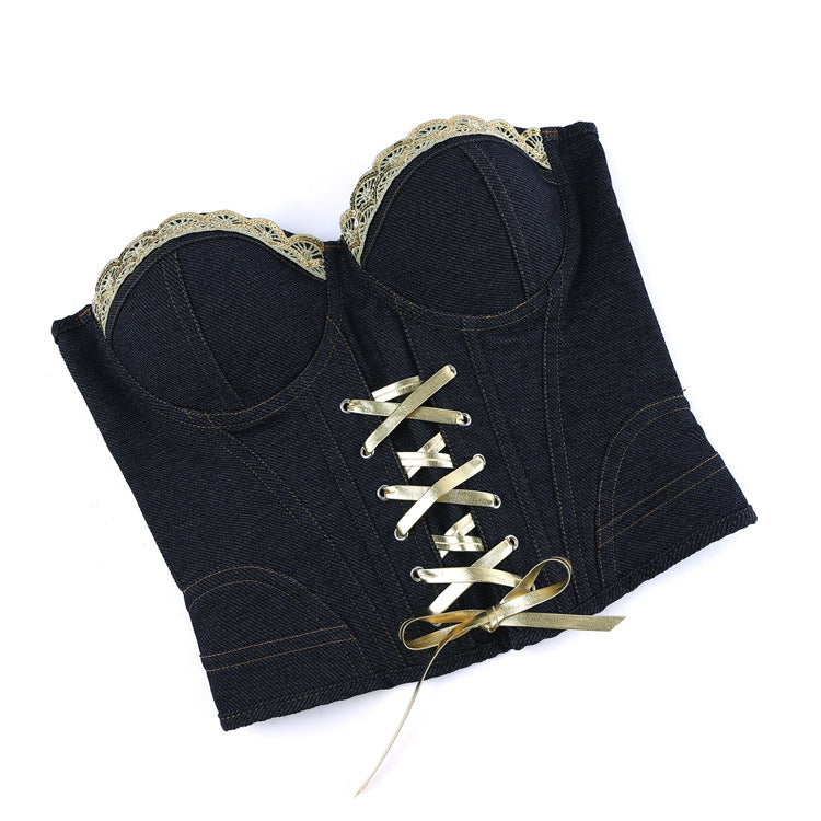 Navy Lace-Up Corset Top, alternate view 5