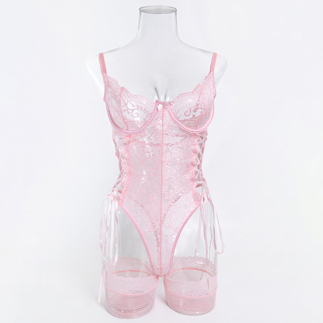 Boutique Lace Strappy Teddy Bodysuit - Alternate View