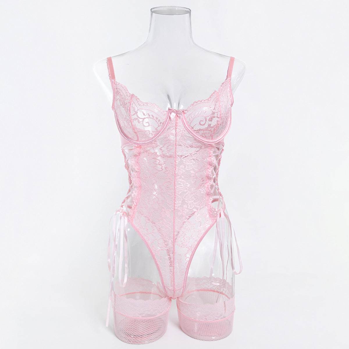 Boutique Lace Strappy Teddy Bodysuit - Alternate View