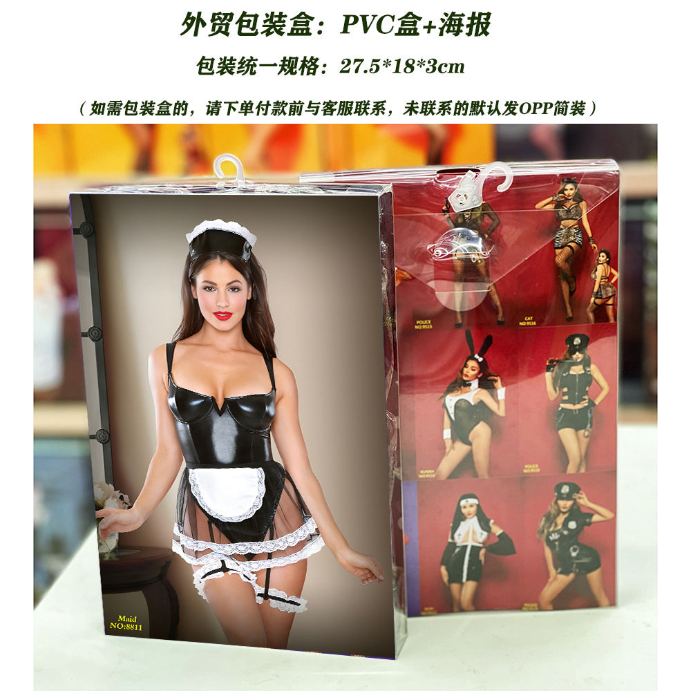 European and American super large size sex underwear maid uniform temptation role-playing maid suit fat MM uniform nightclub clothes