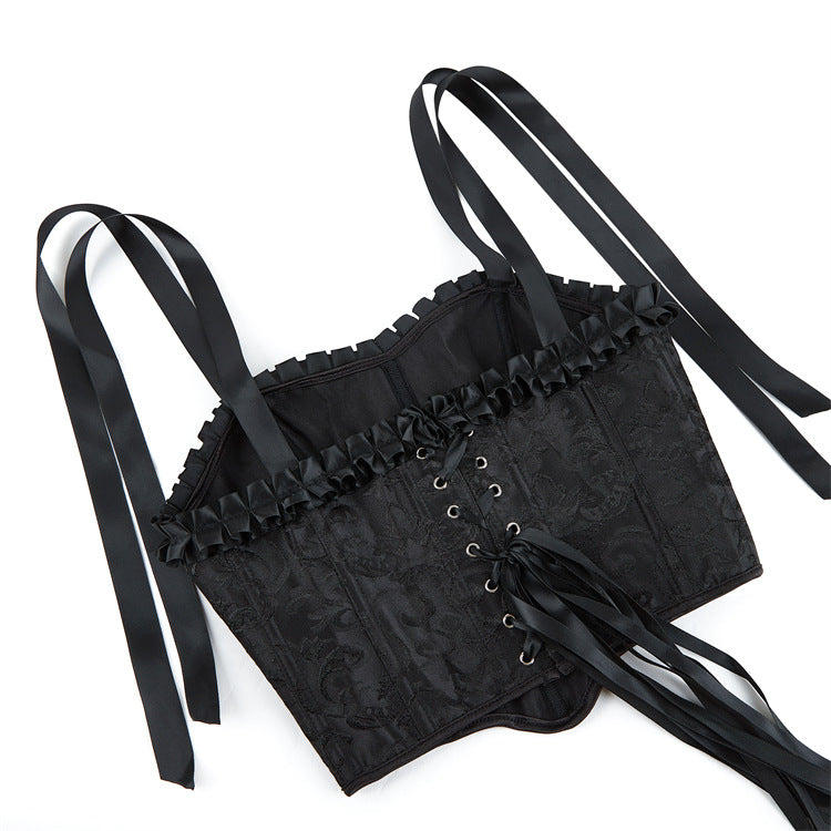Black Lace Tie-Strap Corset Top, alternate view 4