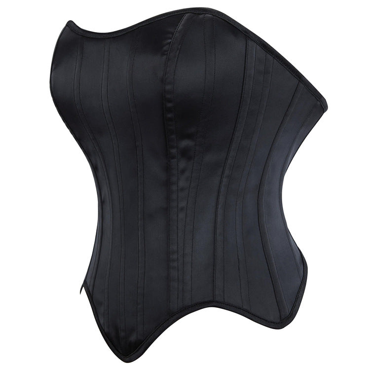 Black Leather-Look Zip-Back Strapless Corset Top, alternate view 2