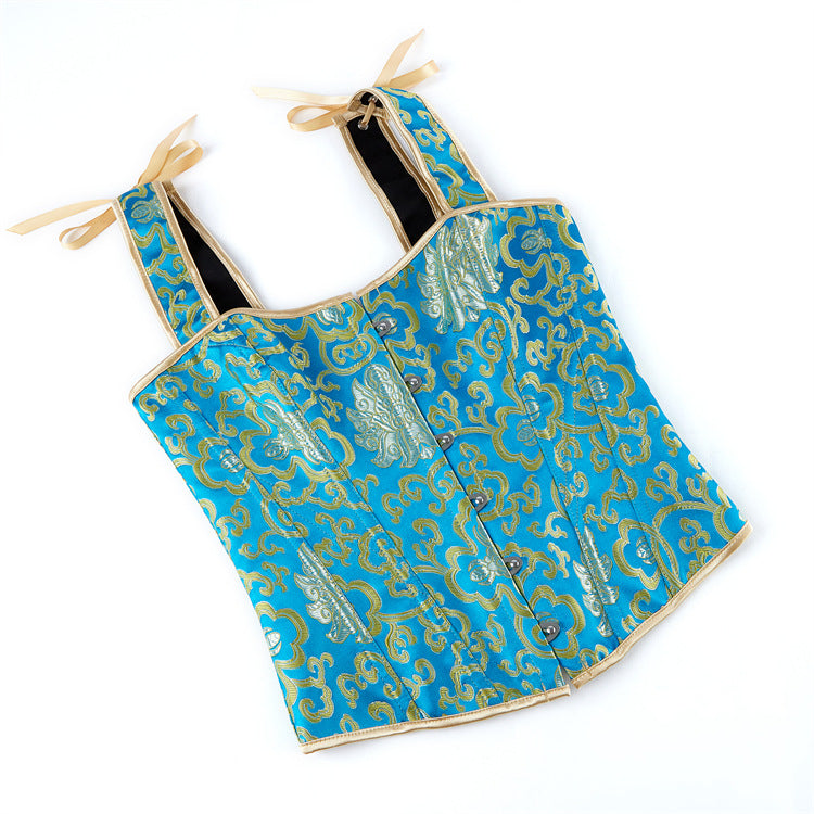 Turquoise Gold Tie-Strap Corset Top, alternate view 5