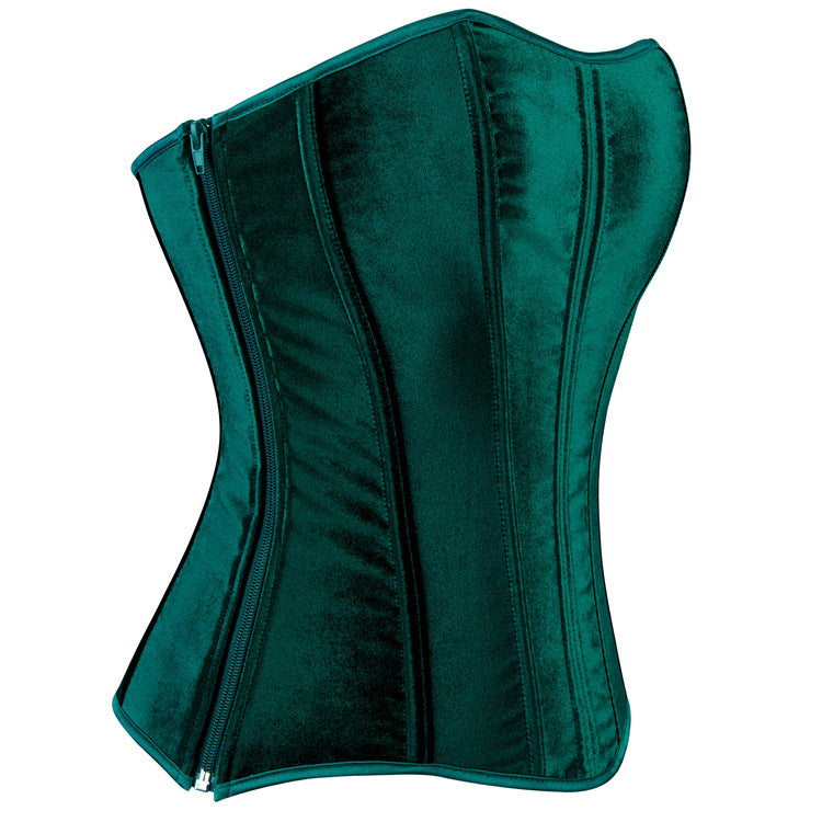 Emerald Velvet-Look Strapless Corset Top, alternate view 3