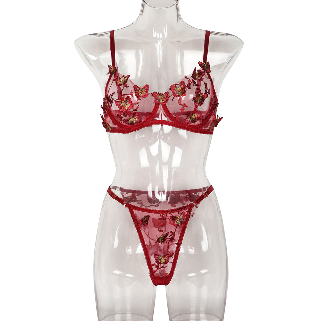 Pink Floral Lace Lingerie Set - Alternate View